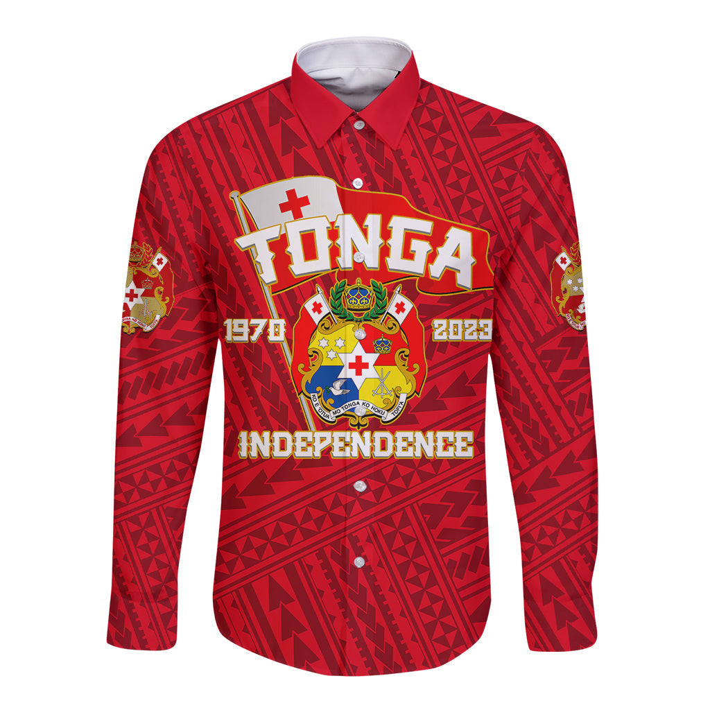 Tonga Independence Long Sleeve Button Shirt 2023 Red Style