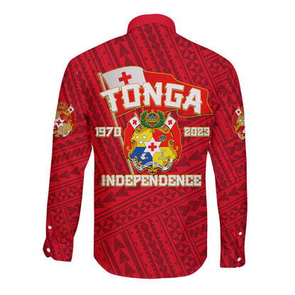 Tonga Independence Long Sleeve Button Shirt 2023 Red Style