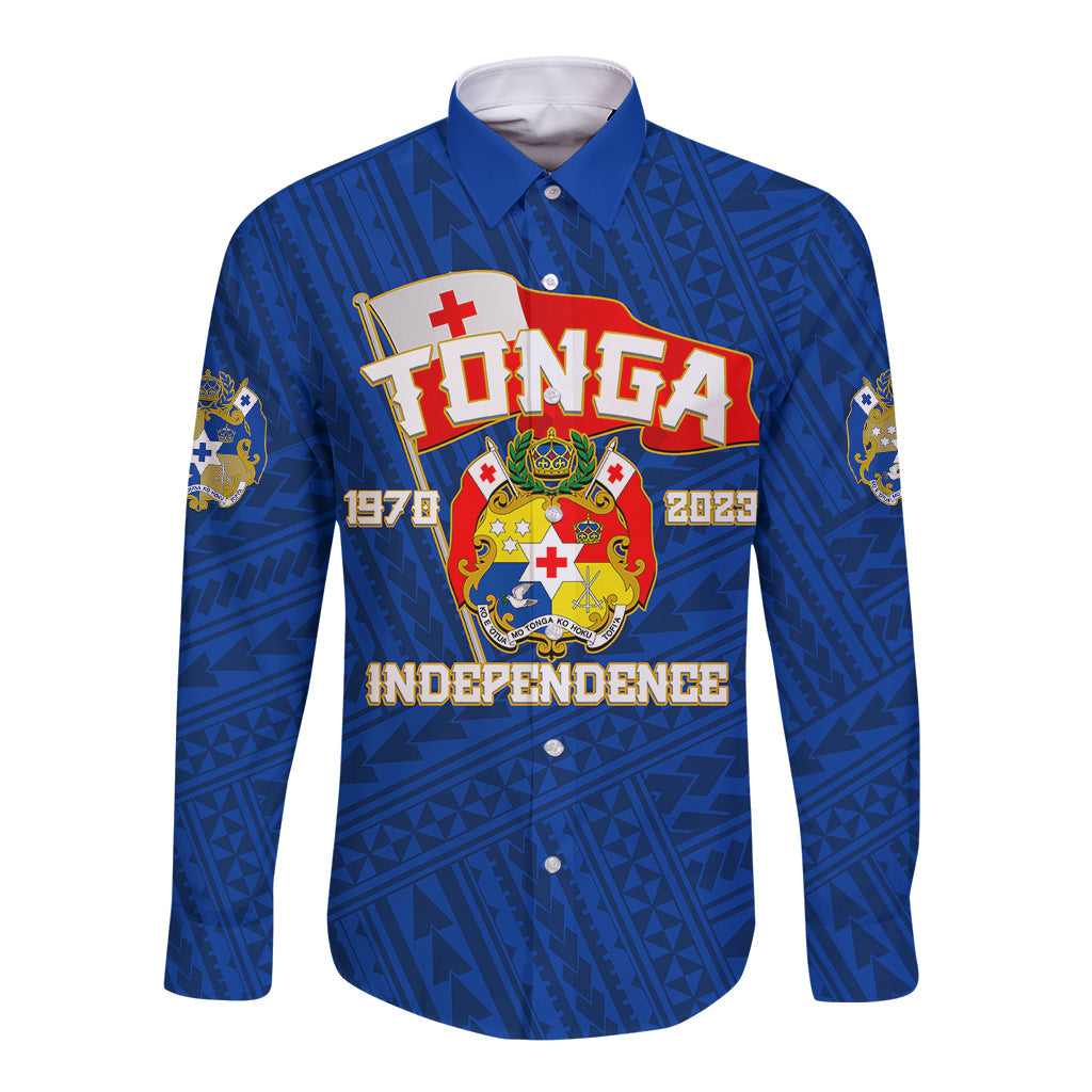 Tonga Independence Long Sleeve Button Shirt 2023 Blue Style