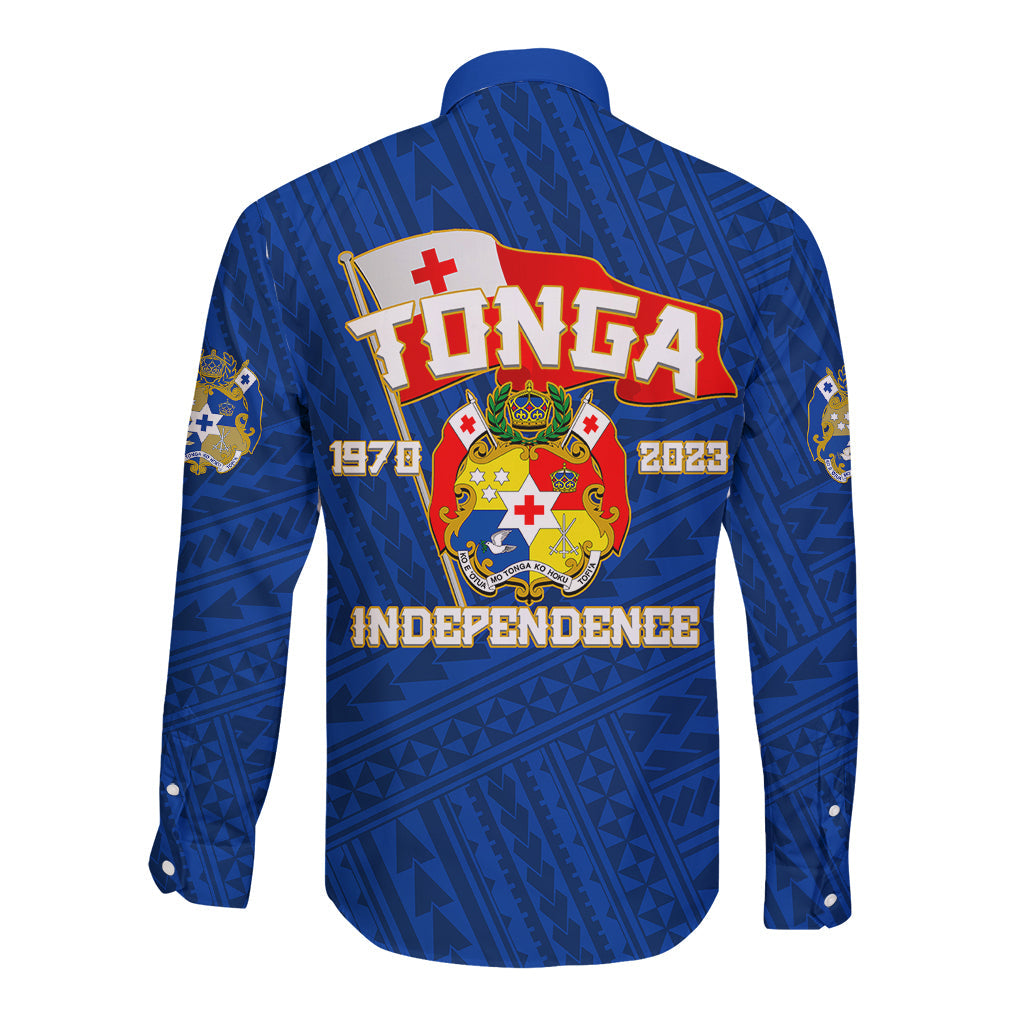 Tonga Independence Long Sleeve Button Shirt 2023 Blue Style