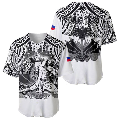 (Custom Personalised) Haiti Baseball Jersey Polynesian Neg Maron White Style