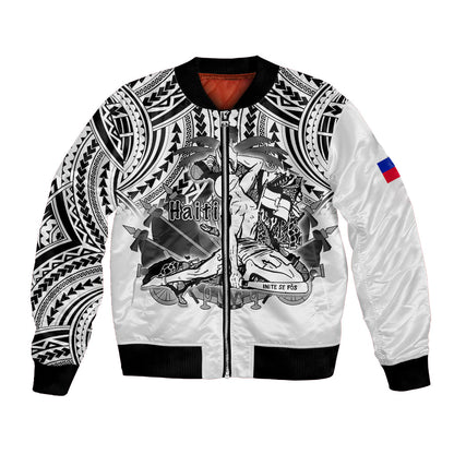 (Custom Personalised) Haiti Bomber Jacket Polynesian Neg Maron White Style