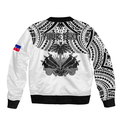 (Custom Personalised) Haiti Bomber Jacket Polynesian Neg Maron White Style
