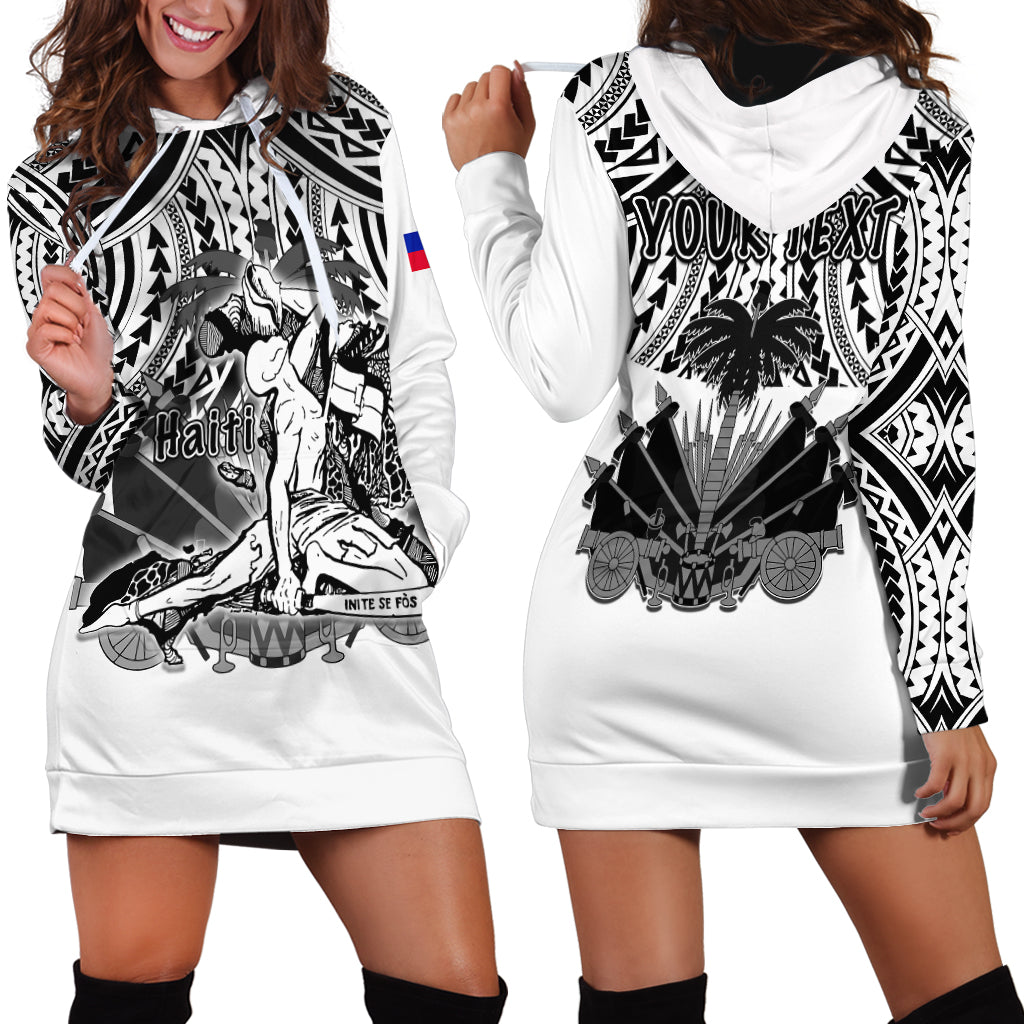 Custom Personalised Haiti Hoodie Dress Polynesian Neg Maron White Style