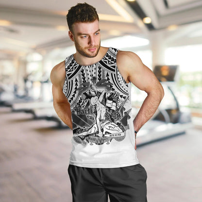 Haiti Men Tank Top Polynesian Neg Maron White Style