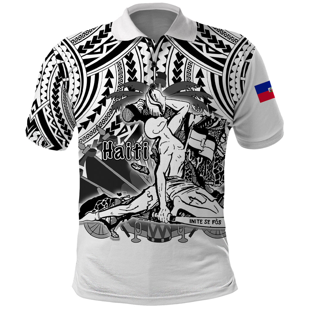 Custom Personalised Haiti Polo Shirt Polynesian Neg Maron White Style