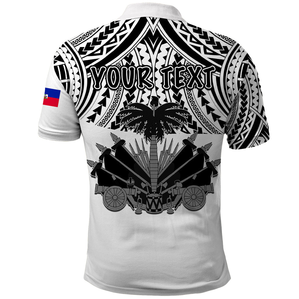 Custom Personalised Haiti Polo Shirt Polynesian Neg Maron White Style