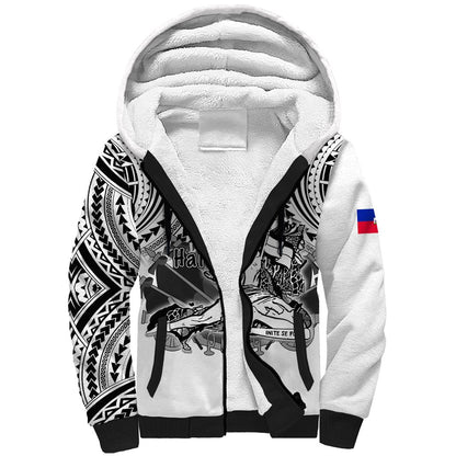 (Custom Personalised) Haiti Sherpa Hoodie Polynesian Neg Maron White Style
