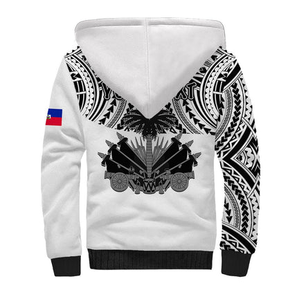(Custom Personalised) Haiti Sherpa Hoodie Polynesian Neg Maron White Style