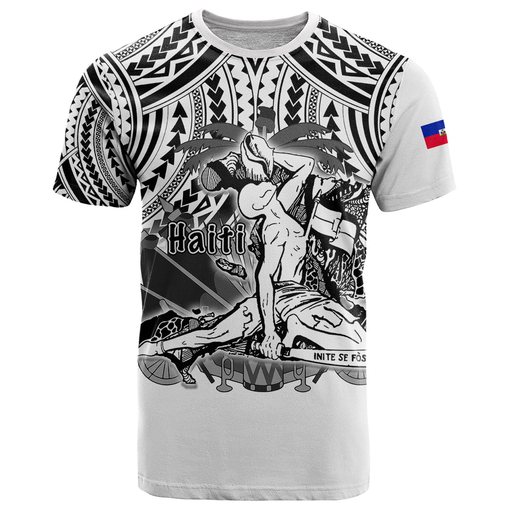 (Custom Personalised) Haiti T Shirt Polynesian Neg Maron White Style