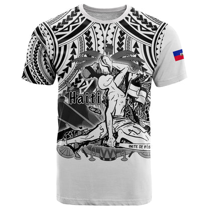 (Custom Personalised) Haiti T Shirt Polynesian Neg Maron White Style