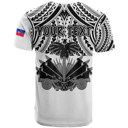 (Custom Personalised) Haiti T Shirt Polynesian Neg Maron White Style