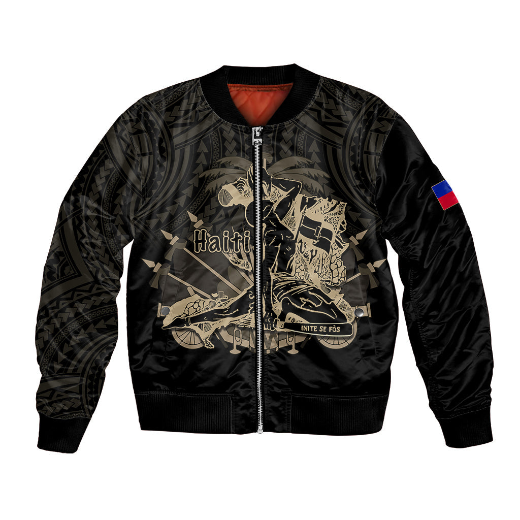(Custom Personalised) Haiti Bomber Jacket Polynesian Neg Maron Black Style