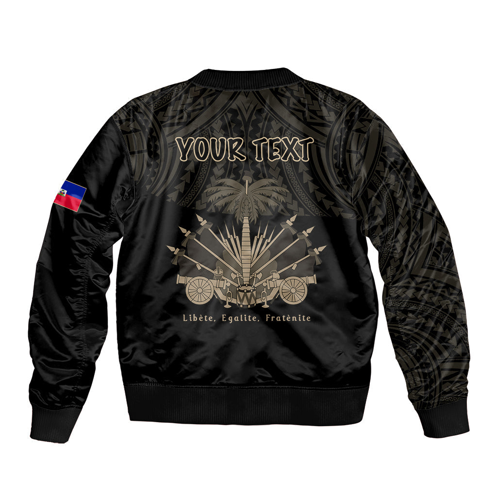 (Custom Personalised) Haiti Bomber Jacket Polynesian Neg Maron Black Style