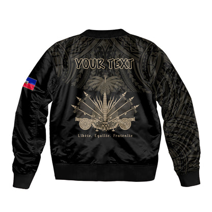(Custom Personalised) Haiti Bomber Jacket Polynesian Neg Maron Black Style