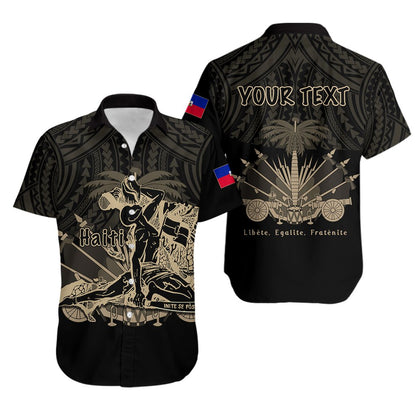 Custom Personalised Haiti Hawaiian Shirt Polynesian Neg Maron Black Style