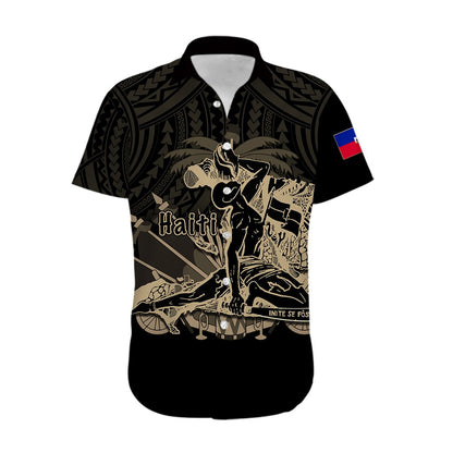 Custom Personalised Haiti Hawaiian Shirt Polynesian Neg Maron Black Style
