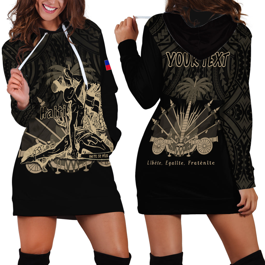 Custom Personalised Haiti Hoodie Dress Polynesian Neg Maron Black Style