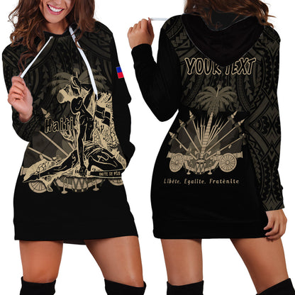 Custom Personalised Haiti Hoodie Dress Polynesian Neg Maron Black Style