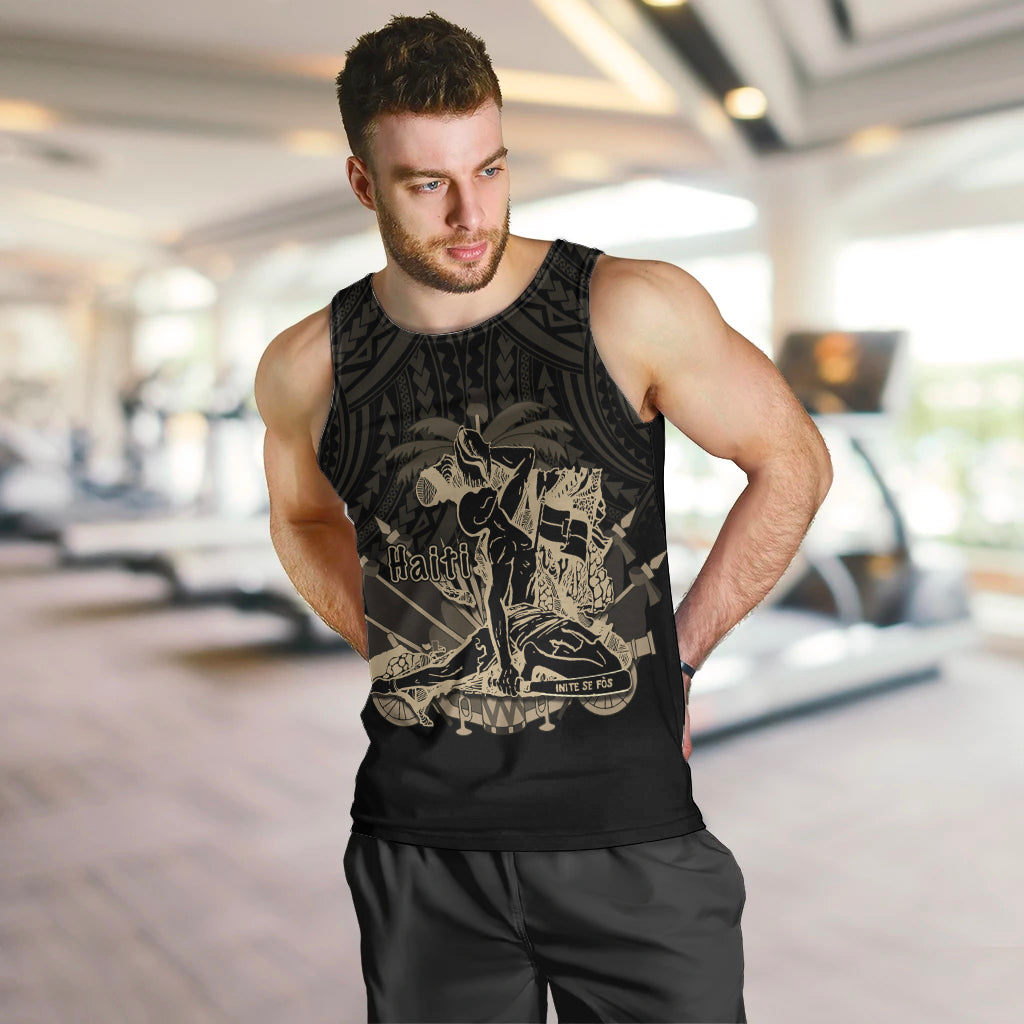 Haiti Men Tank Top Polynesian Neg Maron Black Style