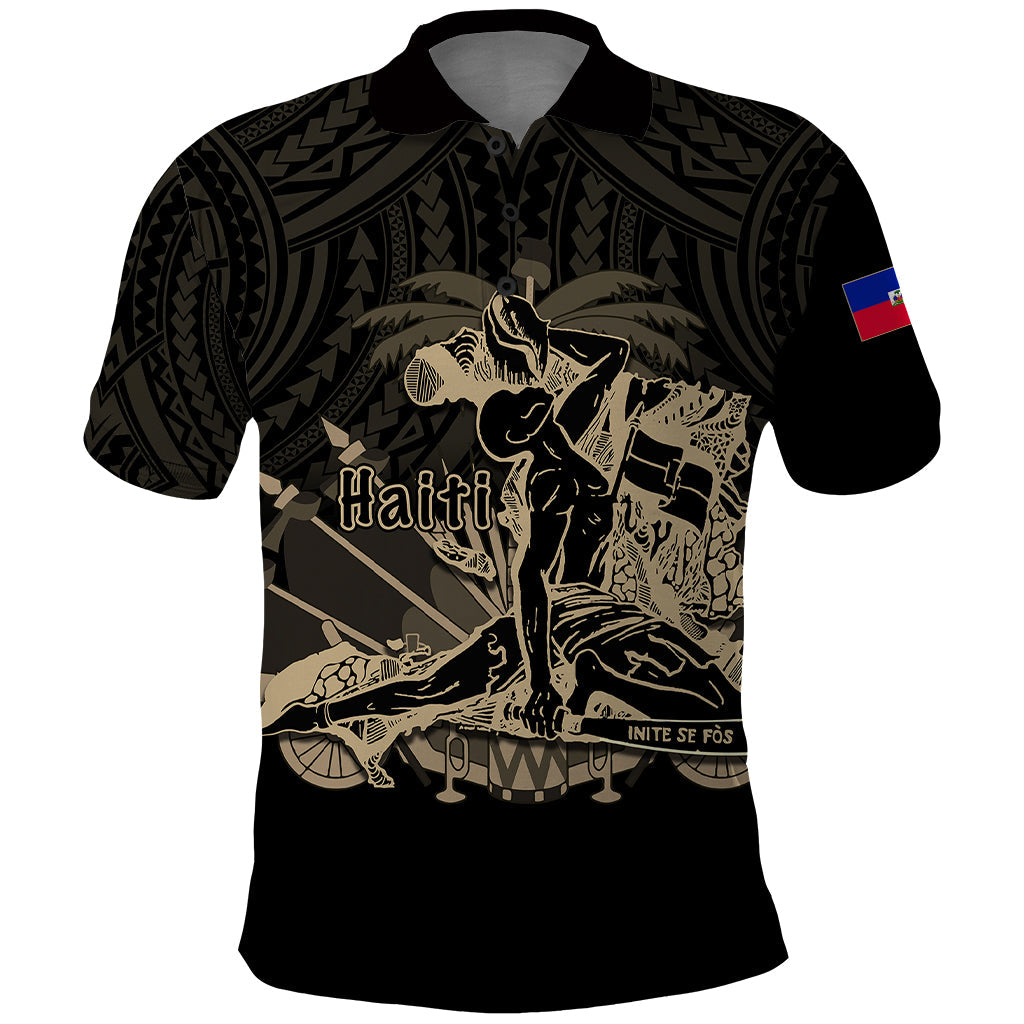 Custom Personalised Haiti Polo Shirt Polynesian Neg Maron Black Style