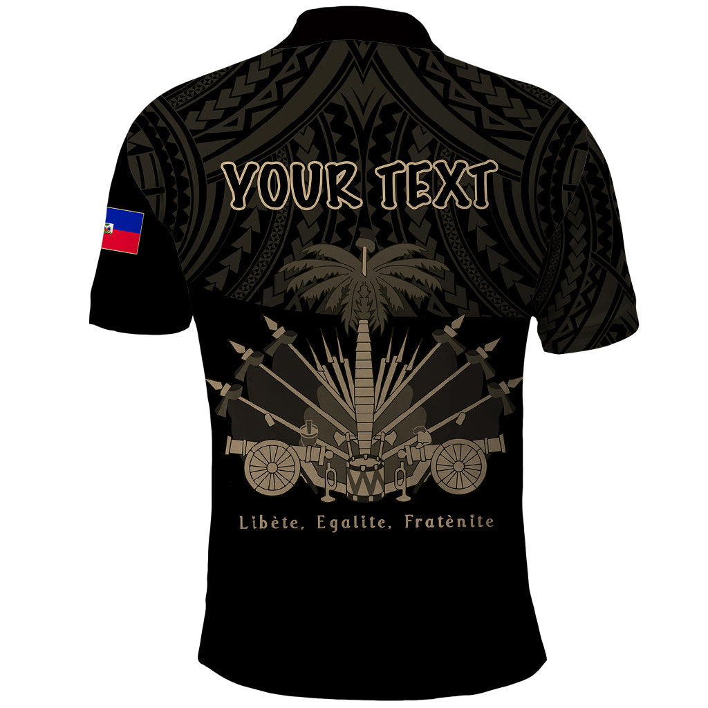 Custom Personalised Haiti Polo Shirt Polynesian Neg Maron Black Style
