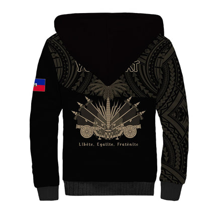 (Custom Personalised) Haiti Sherpa Hoodie Polynesian Neg Maron Black Style
