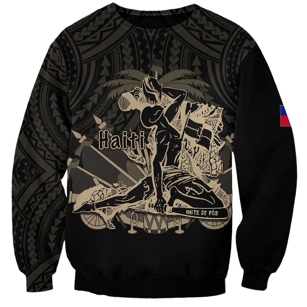 Custom Personalised Haiti Sweatshirt Polynesian Neg Maron Black Style