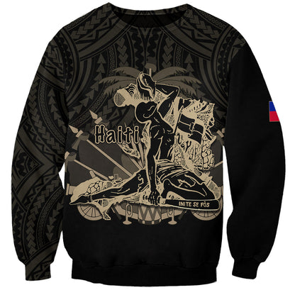 Custom Personalised Haiti Sweatshirt Polynesian Neg Maron Black Style