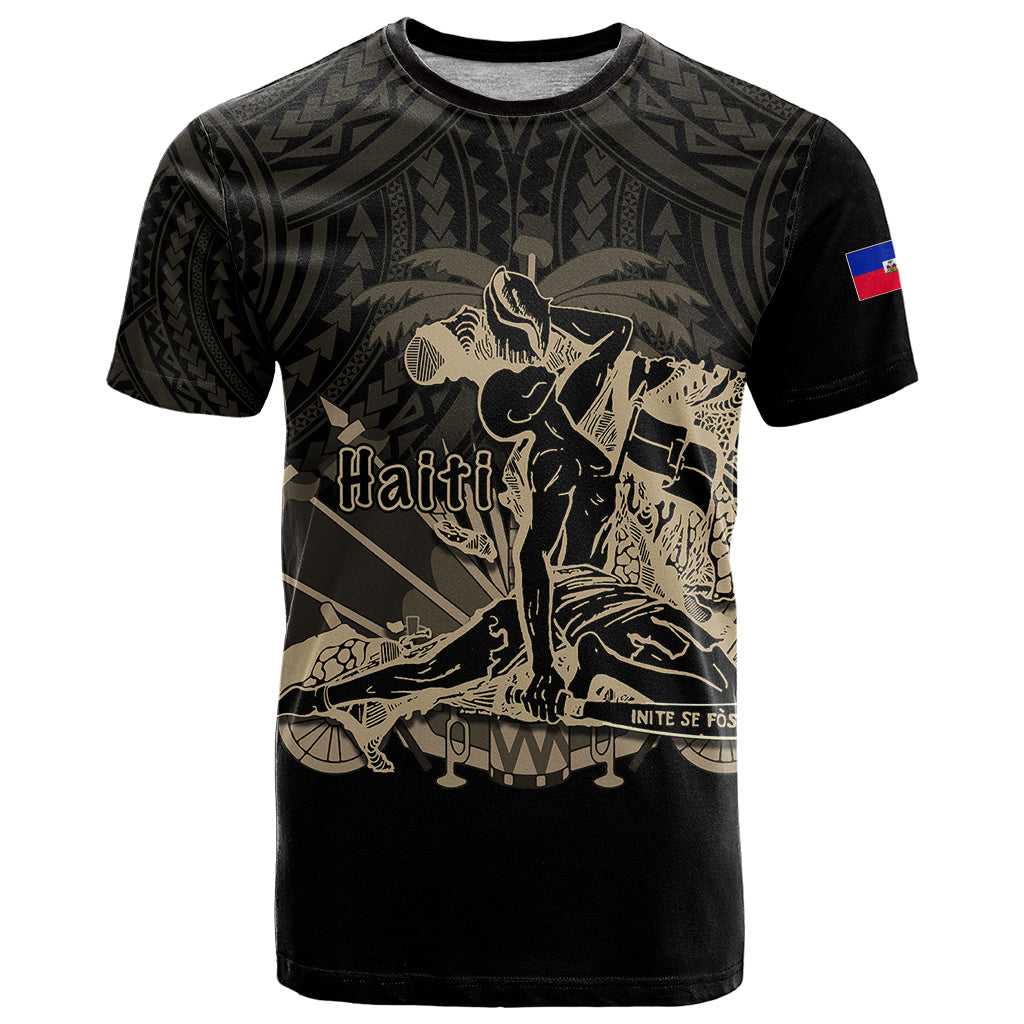 (Custom Personalised) Haiti T Shirt Polynesian Neg Maron Black Style