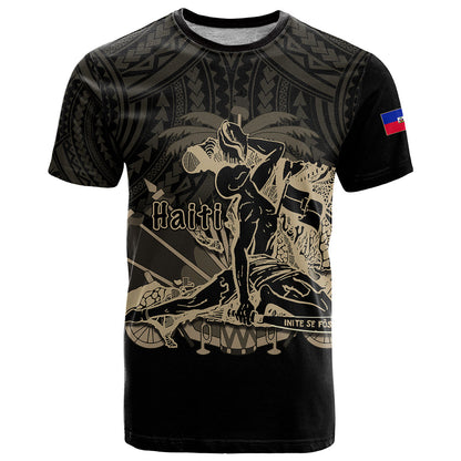 (Custom Personalised) Haiti T Shirt Polynesian Neg Maron Black Style