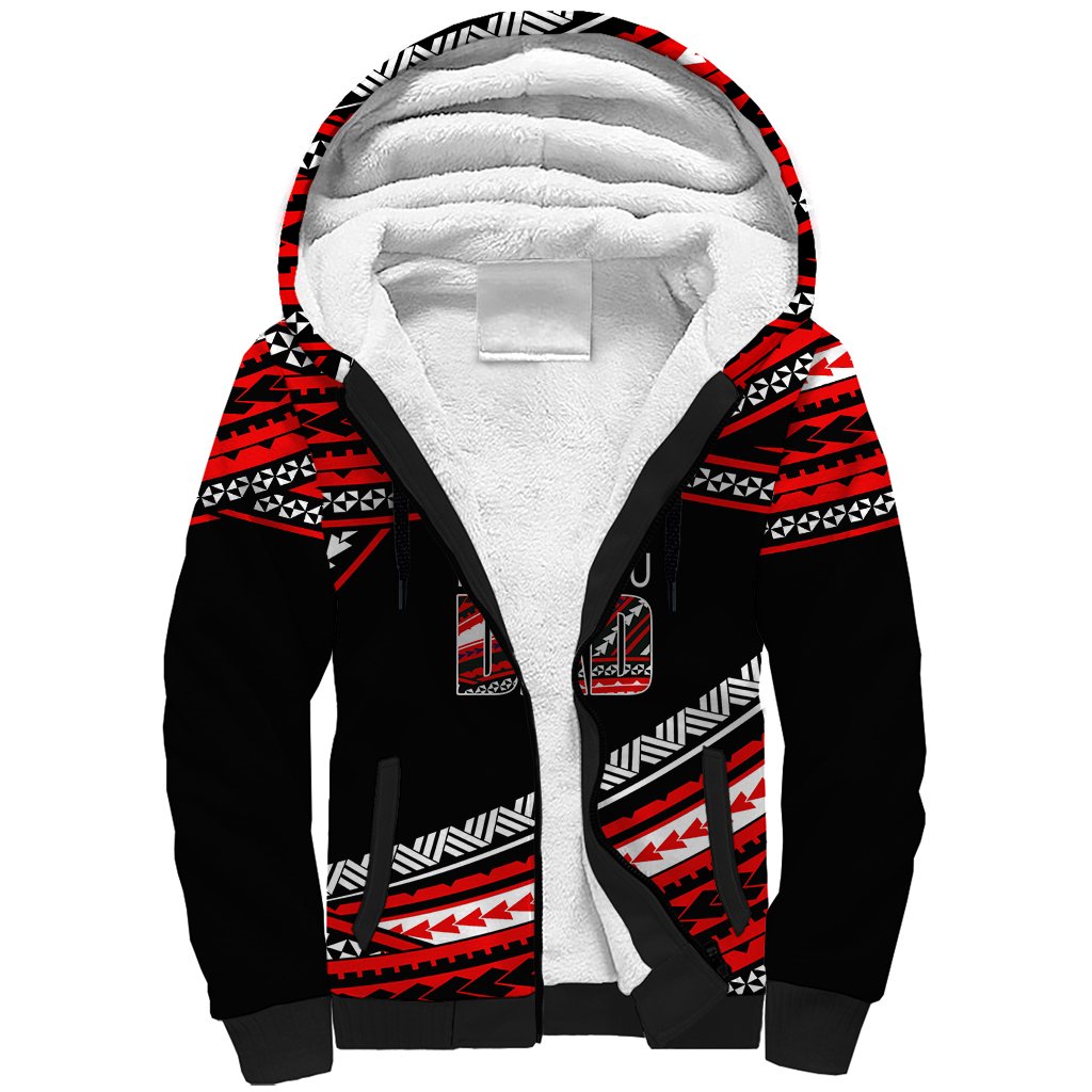 (Custom Personalised) Happy Fathers Day Polynesian Sherpa Hoodie I Love You Dad Red