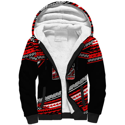 (Custom Personalised) Happy Fathers Day Polynesian Sherpa Hoodie I Love You Dad Red