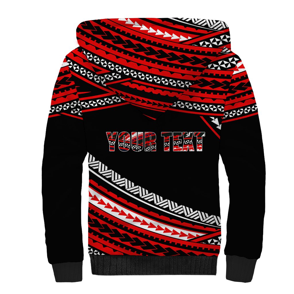 (Custom Personalised) Happy Fathers Day Polynesian Sherpa Hoodie I Love You Dad Red