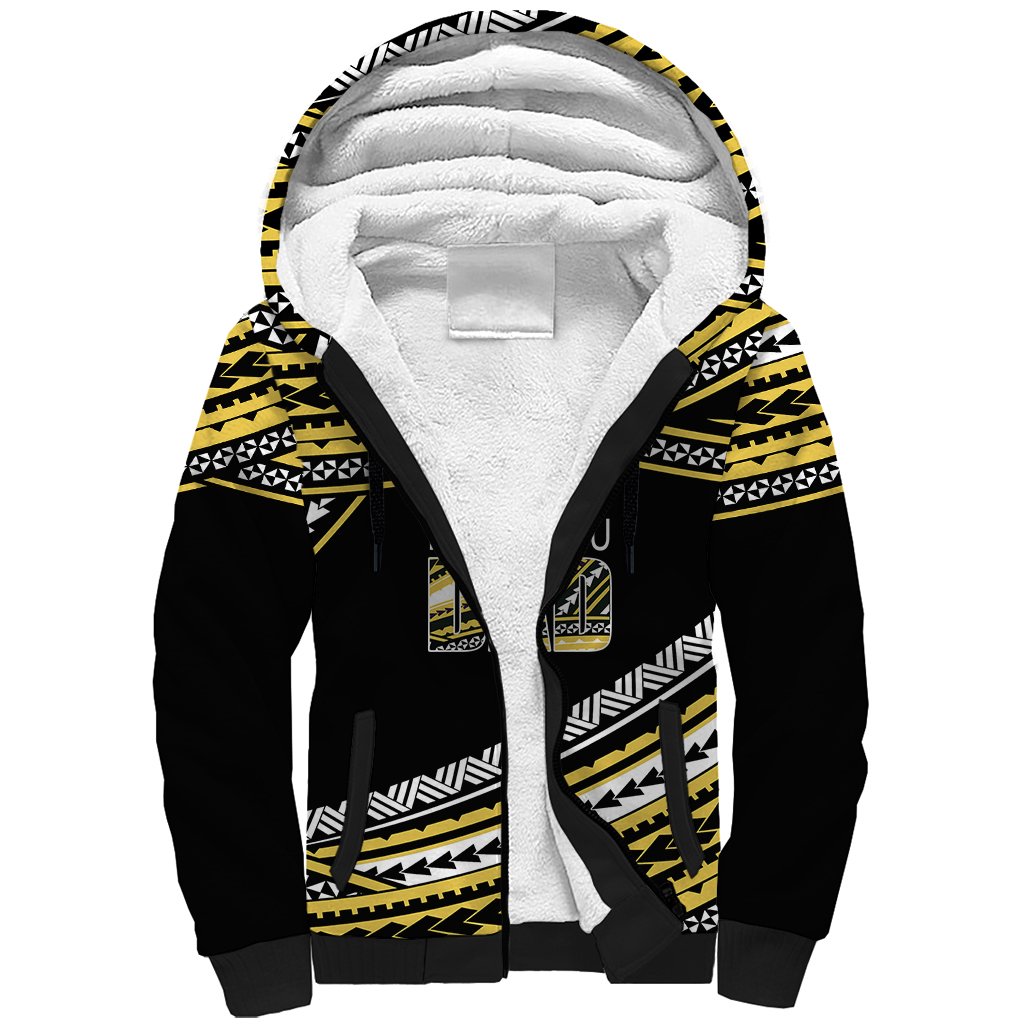 (Custom Personalised) Happy Fathers Day Polynesian Sherpa Hoodie I Love You Dad Gold