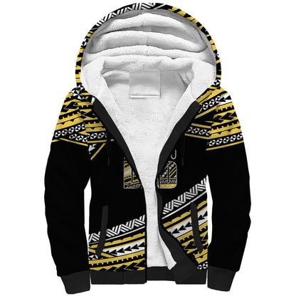 (Custom Personalised) Happy Fathers Day Polynesian Sherpa Hoodie I Love You Dad Gold