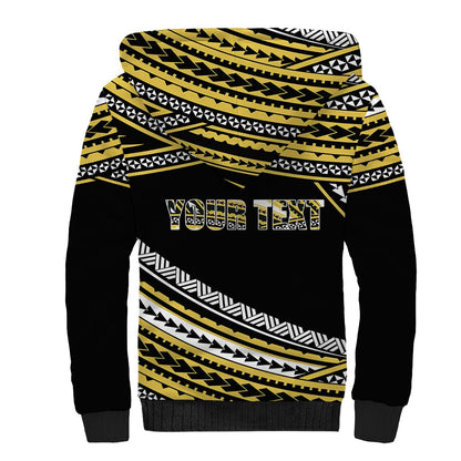 (Custom Personalised) Happy Fathers Day Polynesian Sherpa Hoodie I Love You Dad Gold