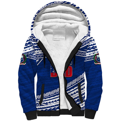 (Custom Personalised) Happy Fathers Day Samoa Sherpa Hoodie I Love You Dad Blue