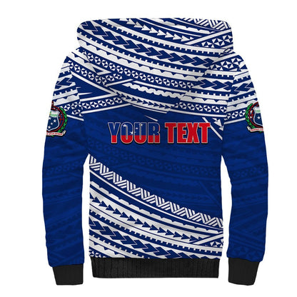(Custom Personalised) Happy Fathers Day Samoa Sherpa Hoodie I Love You Dad Blue