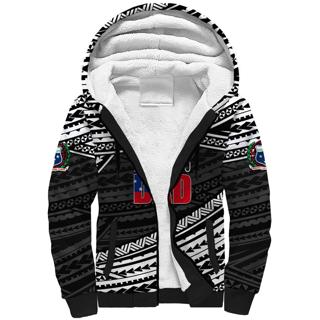 (Custom Personalised) Happy Fathers Day Samoa Sherpa Hoodie I Love You Dad Black