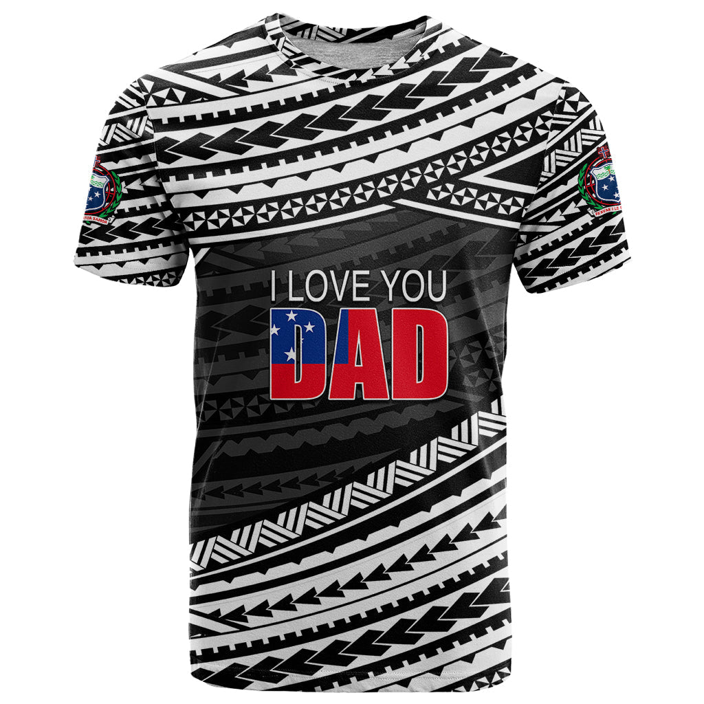 Custom Personalised Happy Fathers Day Samoa T Shirt I Love You Dad Black