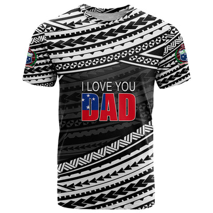 Custom Personalised Happy Fathers Day Samoa T Shirt I Love You Dad Black