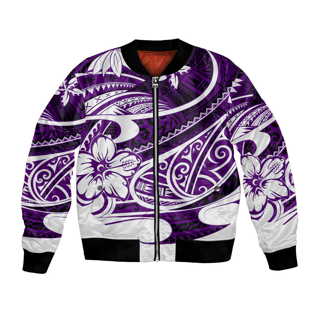 Polynesian Tribal Bomber Jacket Purple