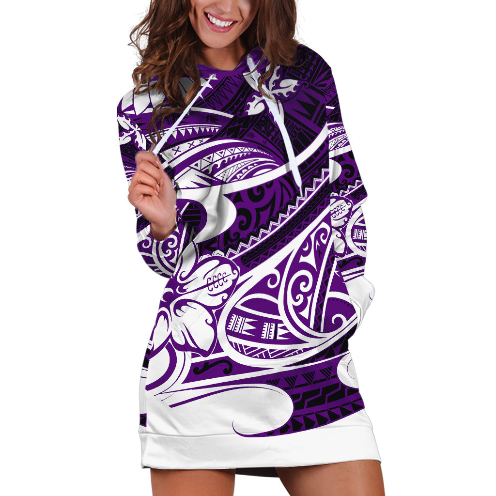 Polynesian Tribal Hoodie Dress Purple