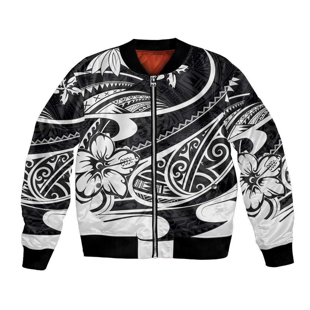 Polynesian Tribal Bomber Jacket Black