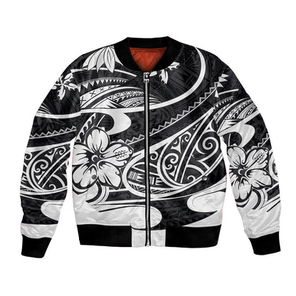 Polynesian Tribal Bomber Jacket Black