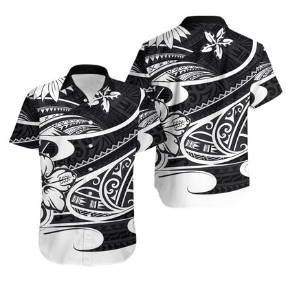 Polynesian Tribal Hawaiian Shirt Black