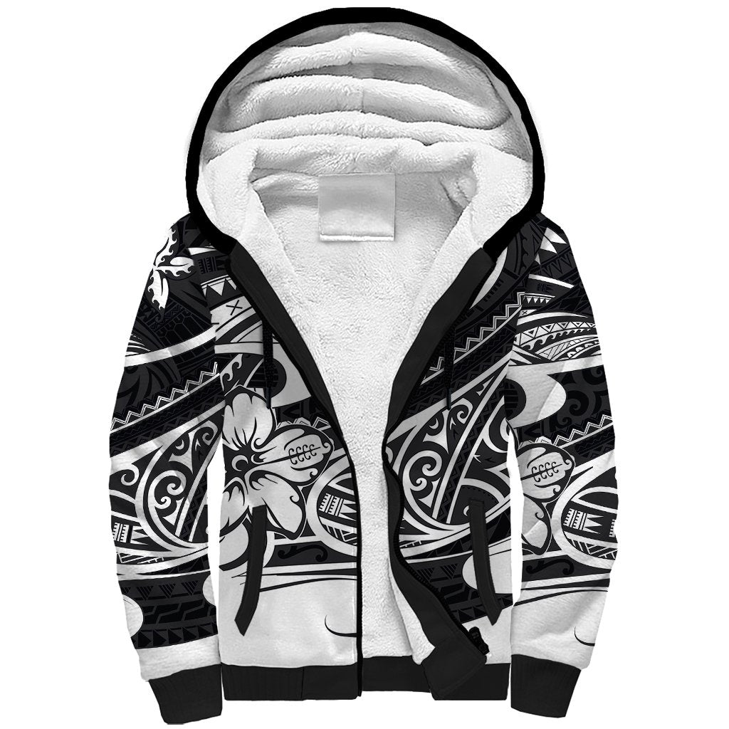 Polynesian Tribal Sherpa Hoodie Black