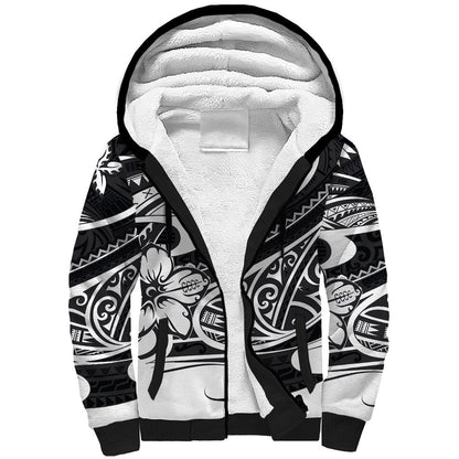 Polynesian Tribal Sherpa Hoodie Black