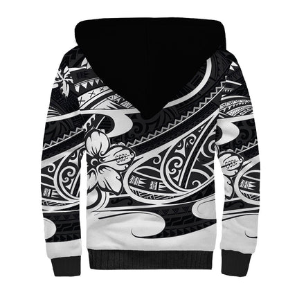 Polynesian Tribal Sherpa Hoodie Black